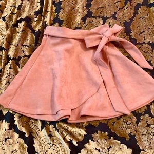 Suede faux wrap skirt